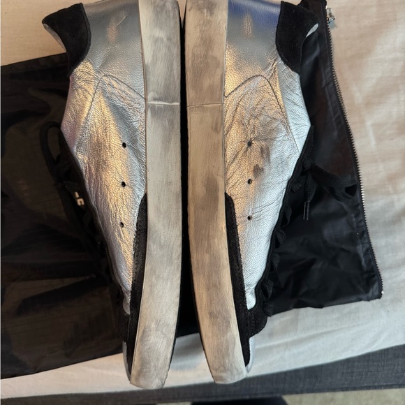 Golden Goose Silver and Black Distressed Sneakers - Picture 7 of 15
